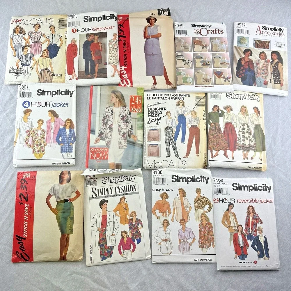 Lot of 22 VTG 90s Sewing Patterns Simplicity, McCalls, Butterick Mixed Sizes Cut